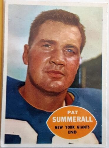 Pat Summerall Topps 1960 New York Giants NFL Sord Car #77 N.Y Giants