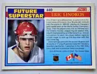 Eric Lindros Score 1990 Card #440 Back