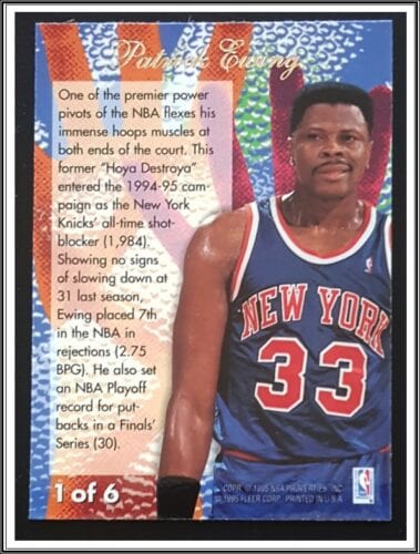 Patrick Ewing Flair 1994 "Rejector" Card #1 of 6 Back