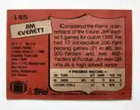 Jim Everett Topps 1987 Card #145 Back