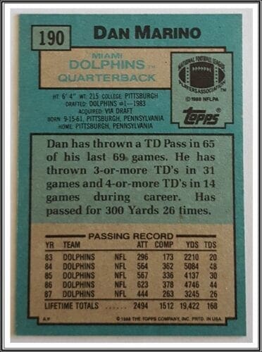 1988 dan marino starting lineup