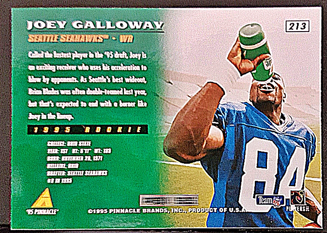 Joey Galloway Pinnacle 1995 #213 Back