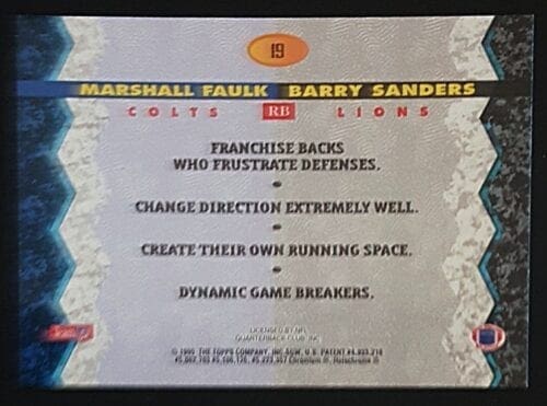 Marshall Faulk Topps Bowman's Best 1995 NFL Trading Card #19 back
