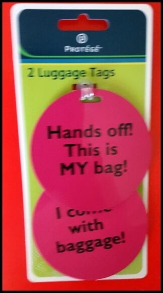 2 Pink Phrase Luggage Tags
