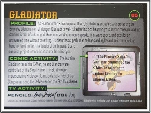 Gladiator Fleer 1996 X-Men Back