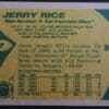 Jerry Rice Topps 1989 Back