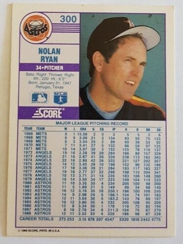 Nolan Ryan Score 1989