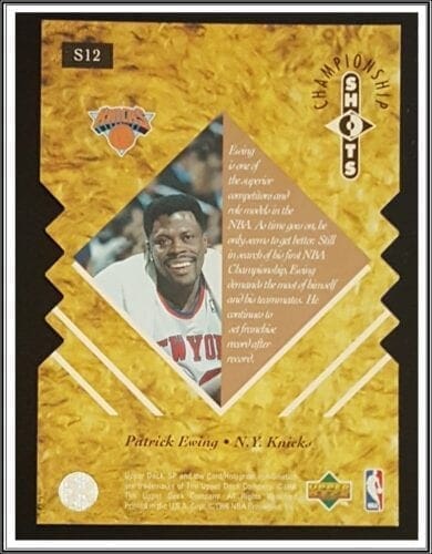 Patrick Ewing Upper Deck Champion Shot 1996 Back