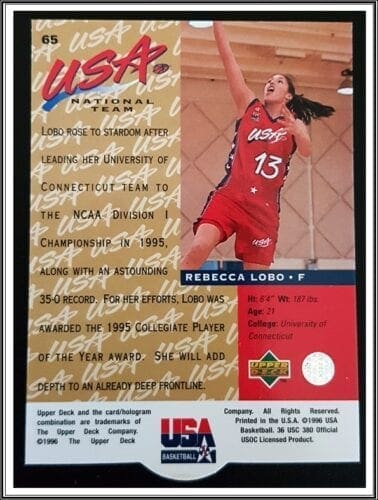 Rebecca Lobo Upper Deck 1996 Back