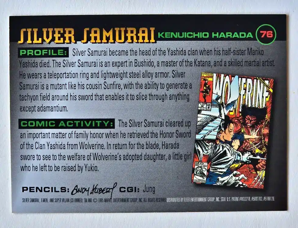 Silver Samurai Fleer 1996 Card #76 Back