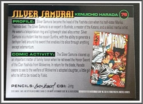 Silver Samurai Fleer 1996 Back