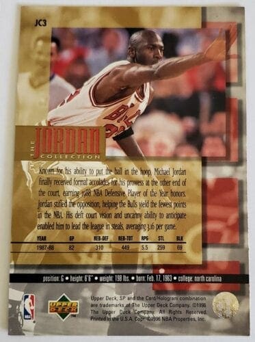 Michael Jordan Upper Deck 1996 Jordan Collection Back