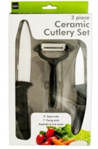 Ceramic Cutlery Set 3-Piece with Anti-Slip Grip