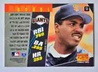Barry Bonds Sportflix 1995 Card #53 Back
