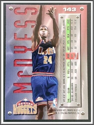 Antonio McDyess Fleer Metal 1996 Back