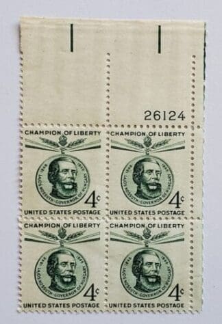 Lajos Kossuth United States Block of 4 MNH