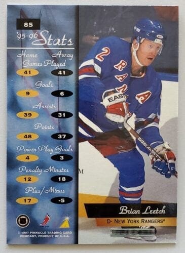 Brian Leetch Pinnacle Zenith 1997 Card #85 Back