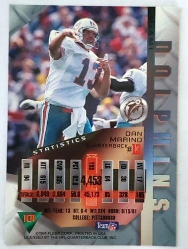 Dan Marino Fleer Metal 1995 NFL Trading Card #101 Back
