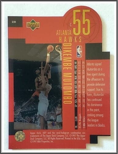 Dikembe Mutombo Upper Deck UD3 1997 NBA Sports Trading Card #28 Back