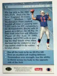 Drew Bledsoe Upper Deck 1993 Card #11 Back