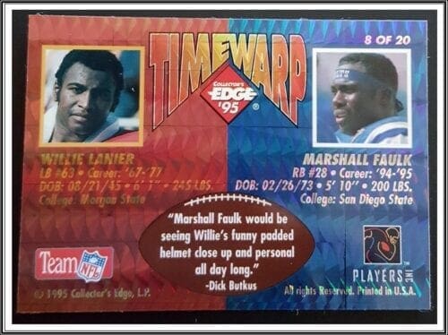 Marshall Faulk Edge Black Label 1995 "Time Warp" #8 of 20 Back