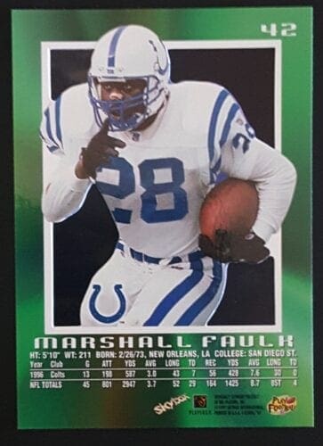 Marshall Faulk Skybox EX 2000 1997 NFL Card #42 Back