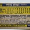 Barry Bonds Topps 1987 Card #320 Back