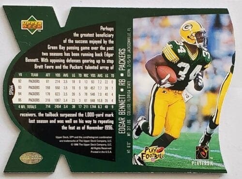 Edgar Bennett Upper Deck SPX 1996 NFL Trading Card #SPX44 Back