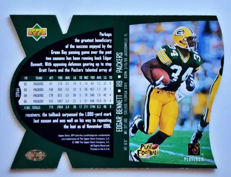Edgar Bennett Upper Deck SPX 1996 #spx44 back