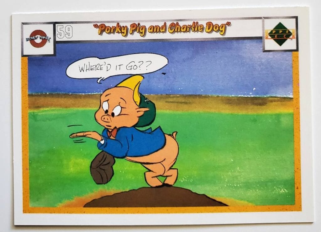 Upper Deck 1990 #59 Porky Pig and Charlie Dog Looney Tunes All-Stars