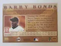 Barry Bonds Omega 1988 Card #209 Back