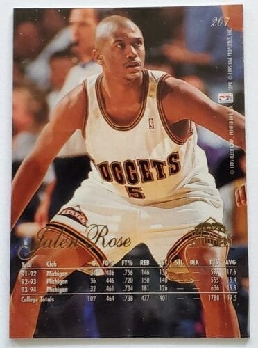 Jalen Rose Flair 1994-95 card #207 back