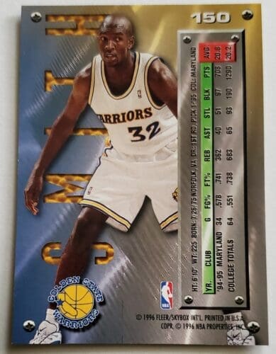 Joe Smith Fleer Metal 1996 NBA Card #150 Golden State Warriors Back