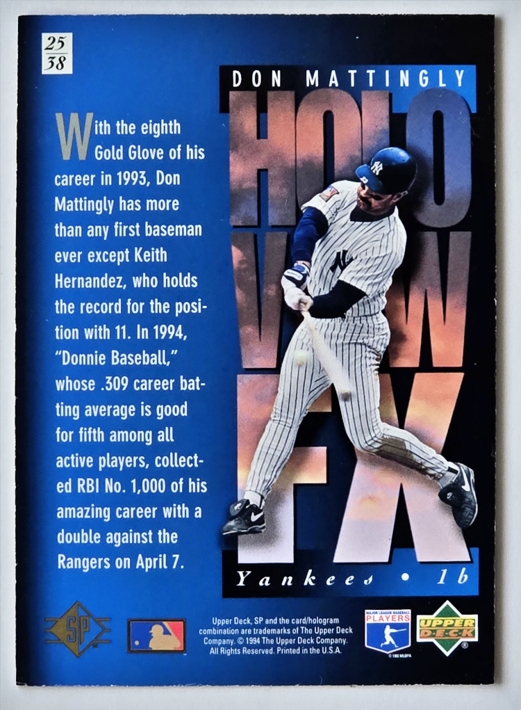 Don Mattingly Holo View FX Upper Deck 1996 SP Back