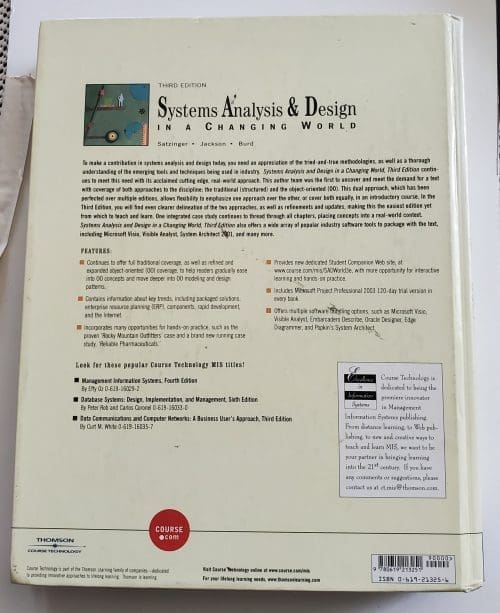 Systems Analysis And Design In A Changing World 3rd Edition By Burd, Jackson Back