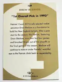 Drew Bledsoe Classic 1993 Card #129 Back