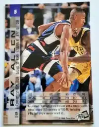 Ray Allen 1996 Press Pass Card #5 back