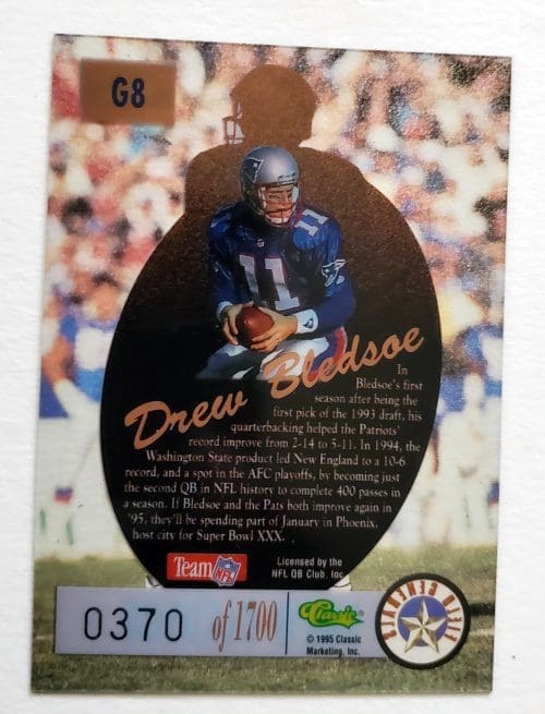 Drew Bledsoe Classic Series II 1995 Field General Card #G8 Back