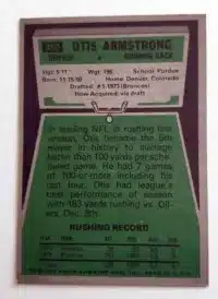 Otis Armstrong Topps 1975 Card #350 back