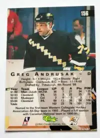 Greg Andrusak Classic 4 Sport 1994 Card #156 Back
