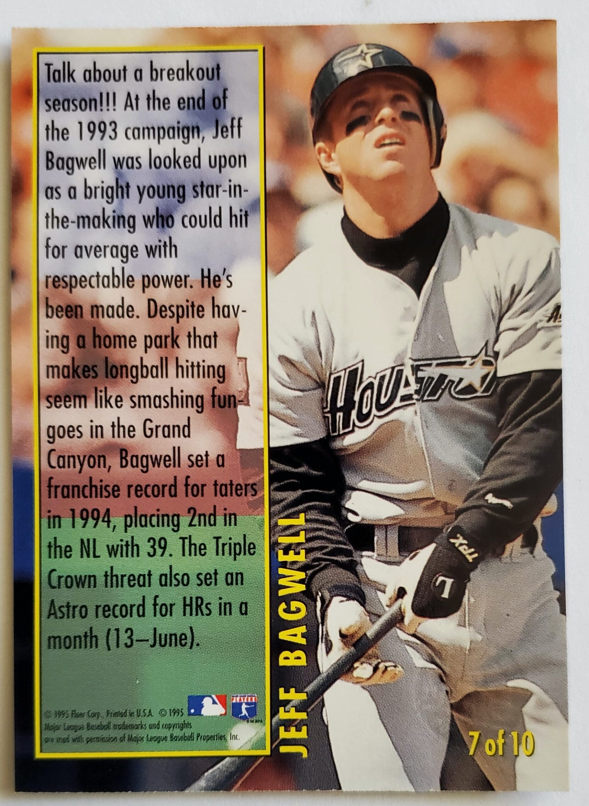 Jeff Bagwell Fleer Ultra "Gold Medallion" 1995 Card #7 of 10 Back