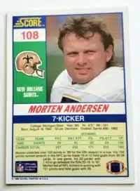 Morten Anderson Score 1990 #108 Back