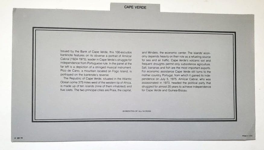 Banknote of Cape Verde Information Card