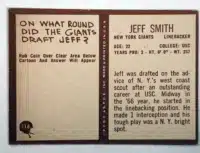Jeff Smith Philadelphia 1967 Card#118 Back