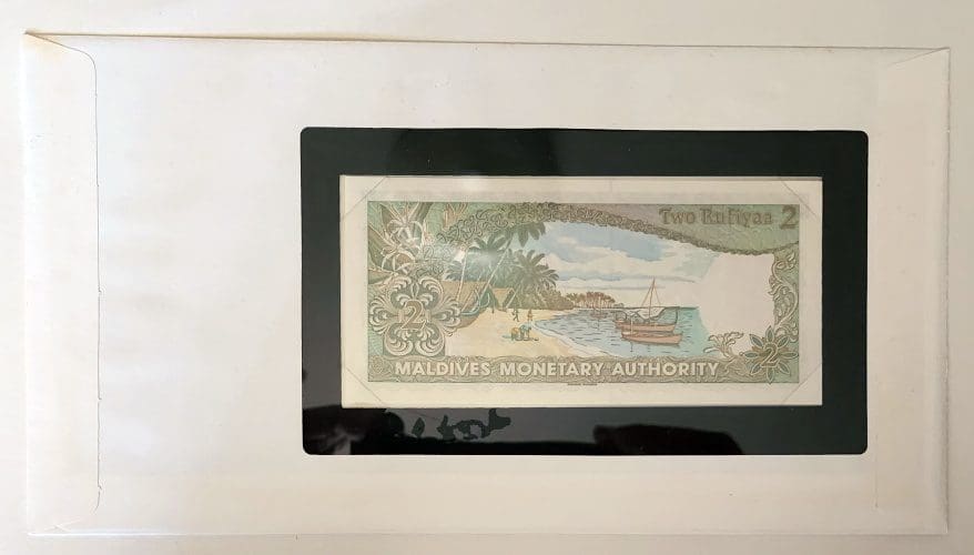 Banknote of Maldives 2 rufiyaa No. A460434 Back