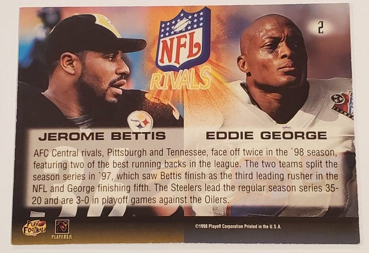 Jerome Bettis Eddie George Playoff 1998 NFL Rivals NFL Trading Card #2 Back