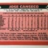 Jose Canseco Topps traded 1986 MLB Trading Card #20T Back