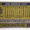 Jose Canseco Topps 1987 MLB Trading Card #620 Oakland A's Back