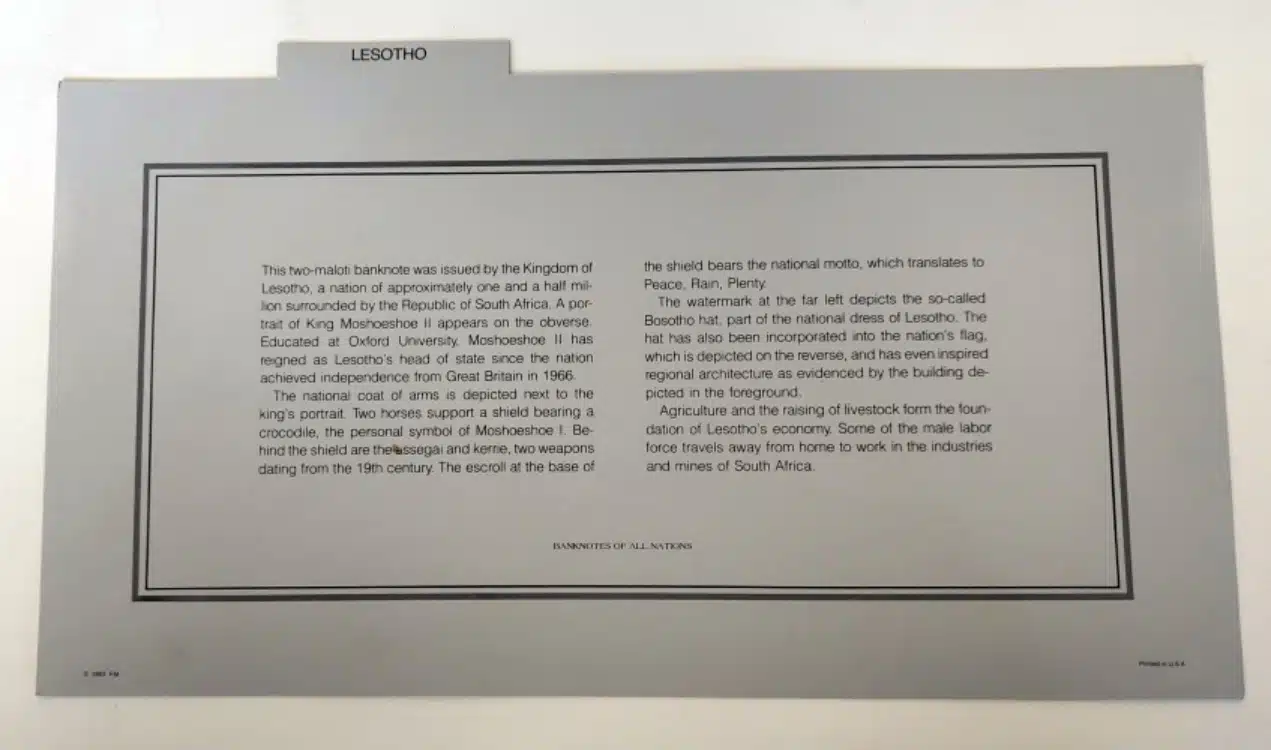 Lesotho Information Card