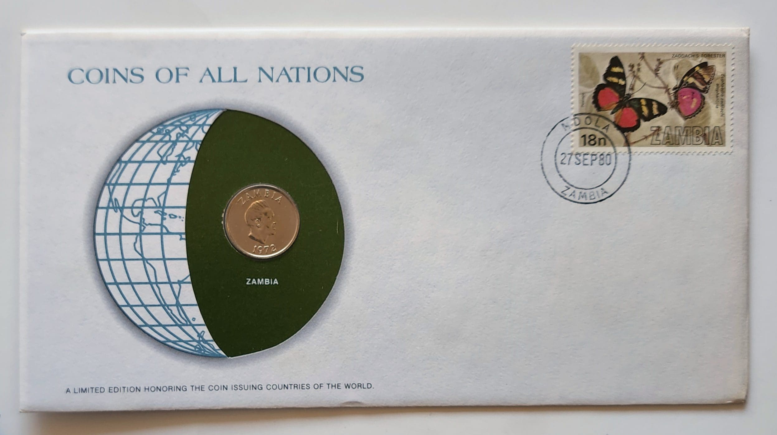 Zambia Coin Of All Nations Fresh Mint Coin Franklin Mint with C.O.A